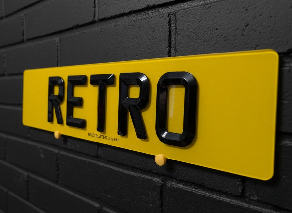 4D Bevelled Edge "RETRO" Number Plates