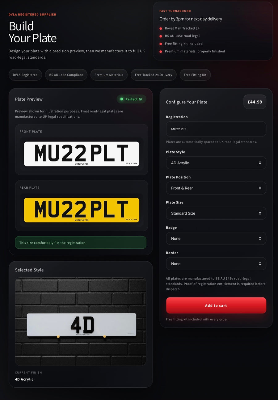 Premium number plates by MUZZPLATES